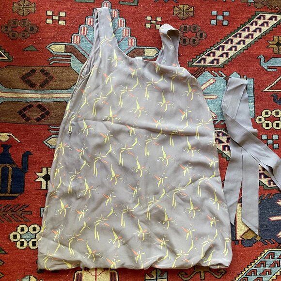Anthropologie Partimi Women Grey Floral Silk Sleeveless Bubble Mini Dress Size 4 - Picture 5 of 6